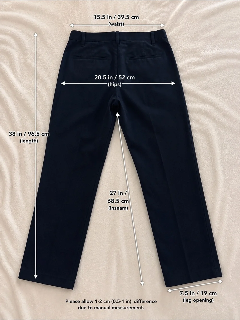 H&M Navy Tailored Straight-Leg Chinos